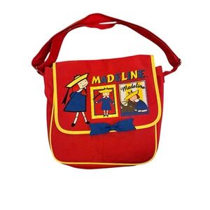 Vtg Madeline Red Messenger Crossbody Bag w/ Bow